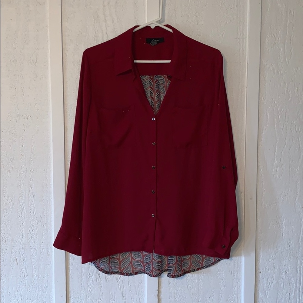 Red Alfani Button Down Womens Shirt